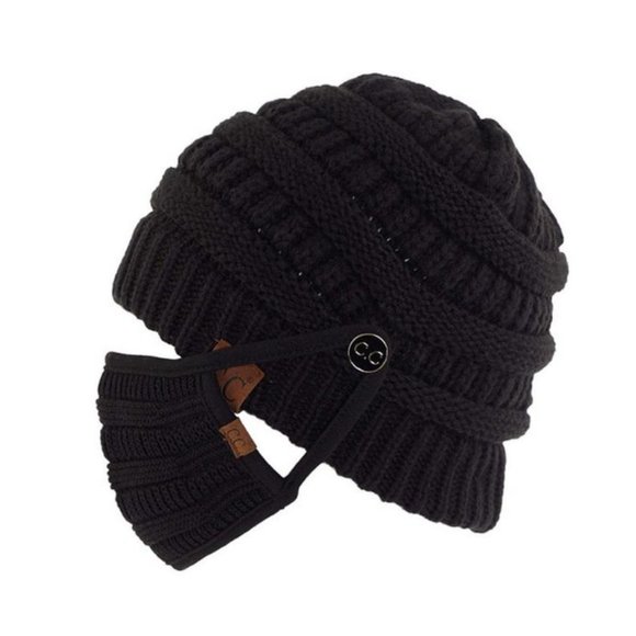 CC Unisex Thick Soft Knit Beanie + Knit Facemask - Picture 8 of 13
